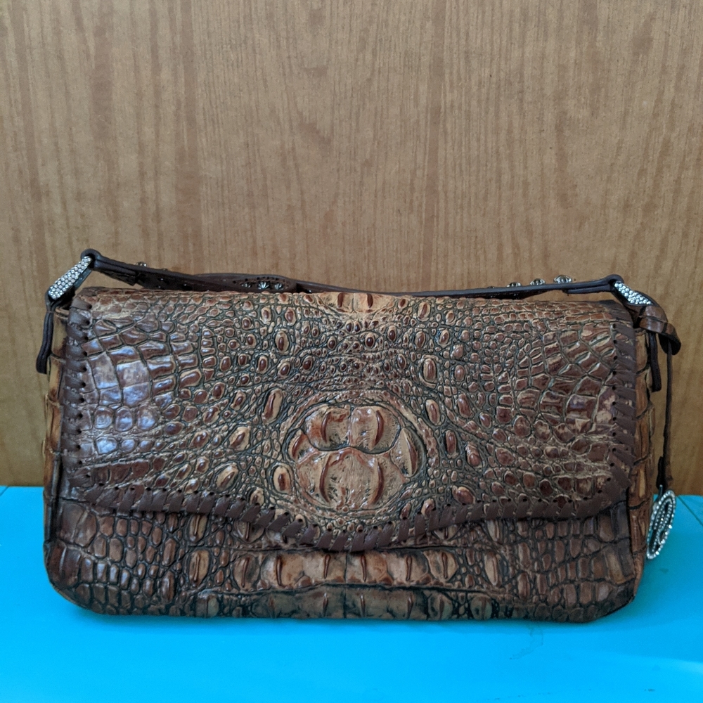 Faux caimon  and leather raviani handbag